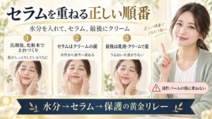 化粧水、セラム、クリームの正しい重ねる順番