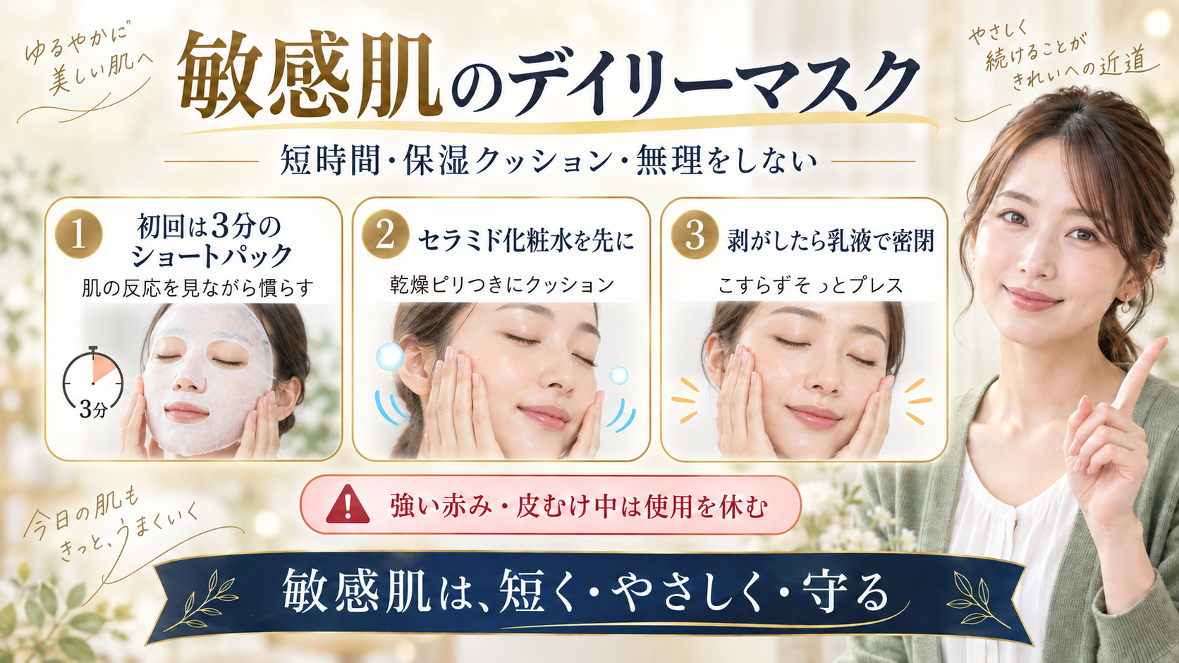 敏感肌向けデイリーマスクの短時間ケアと保湿方法