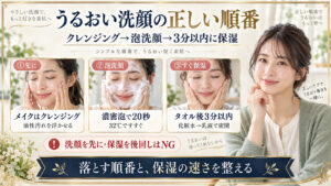 クレンジング、泡洗顔、化粧水と乳液の正しい順番