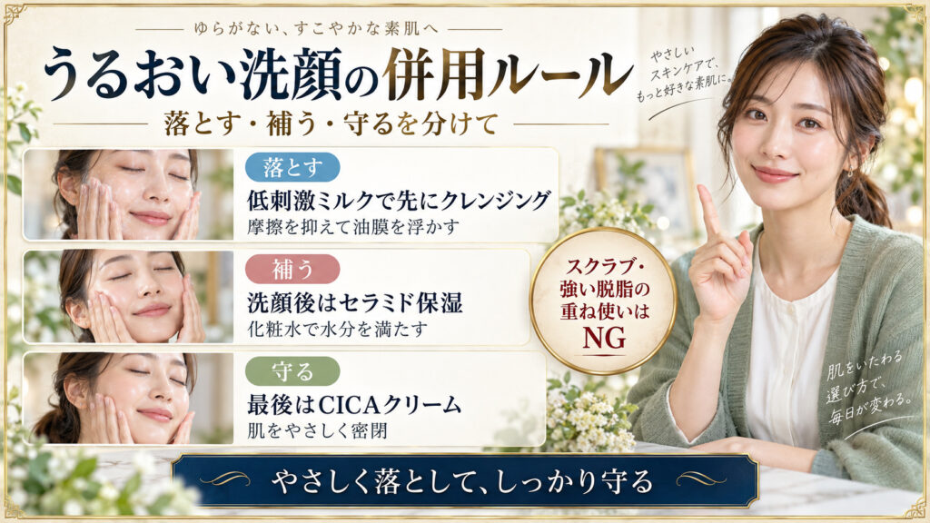 無添加洗顔とクレンジング、セラミド保湿、CICAクリームの併用ルール