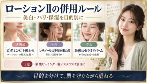ローションIIとビタミンC、レチノール、セラミドバームの併用ルール