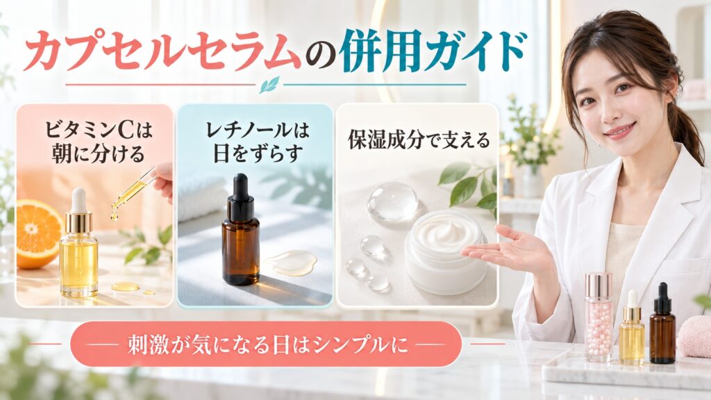 リジェダム365カプセルセラムの併用｜ビタミンCやレチノールとの相性