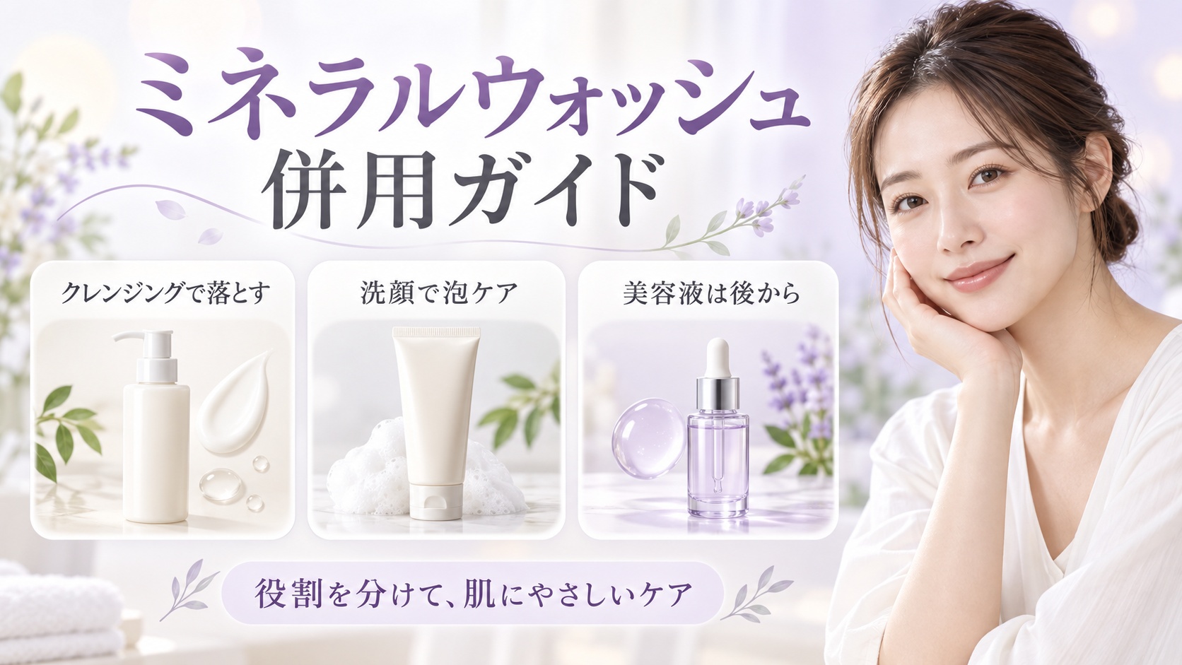 カバーマーク ミネラルウォッシュの併用ガイド｜クレンジングミルクや