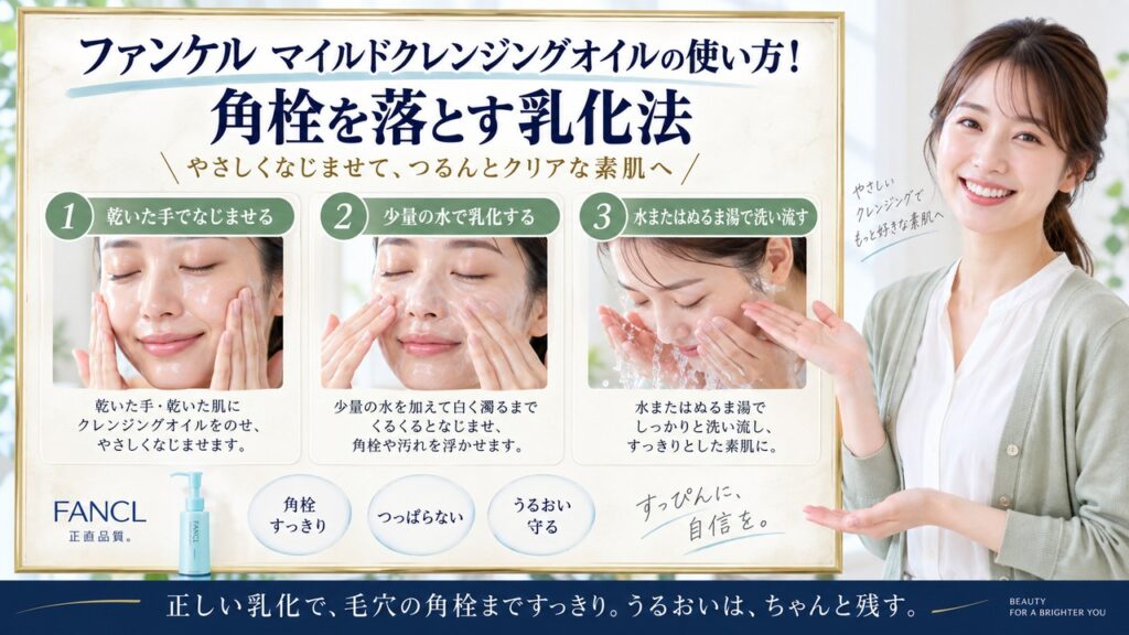 Chocobra 6723-fancl-mild-cleansing-oil-usage eyecatch