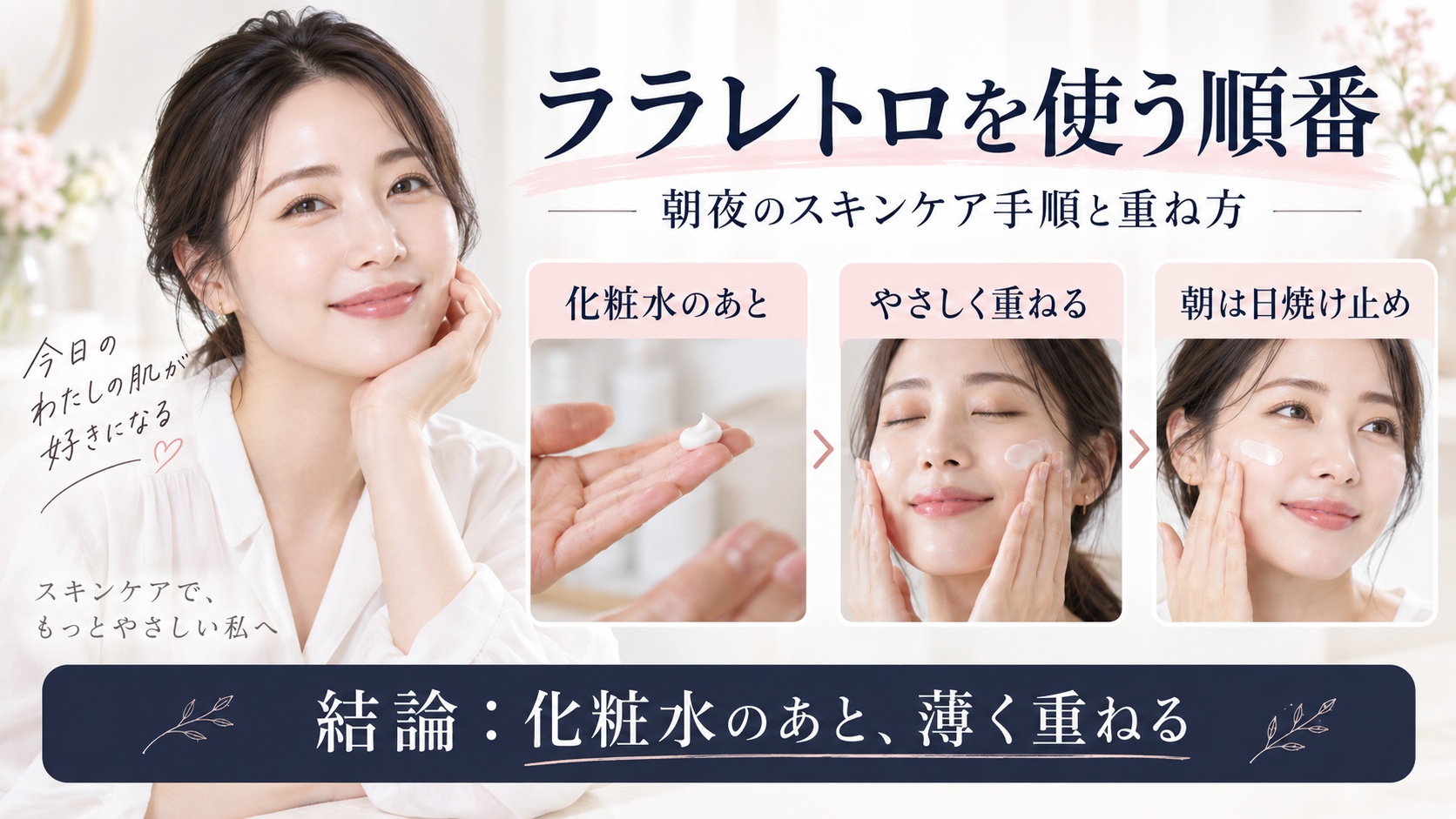 ララレトロ ホイップクリームを使う順番と朝夜のスキンケア手順を解説するBeauty Board