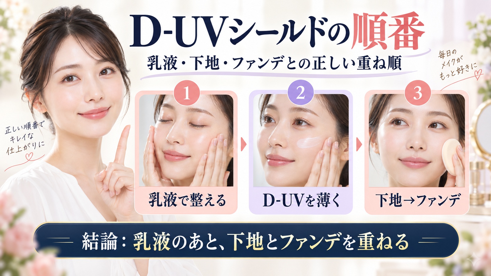 ASTALIFT D-UVシールドと乳液や下地・ファンデの正しい重ね順を解説するBeauty Board