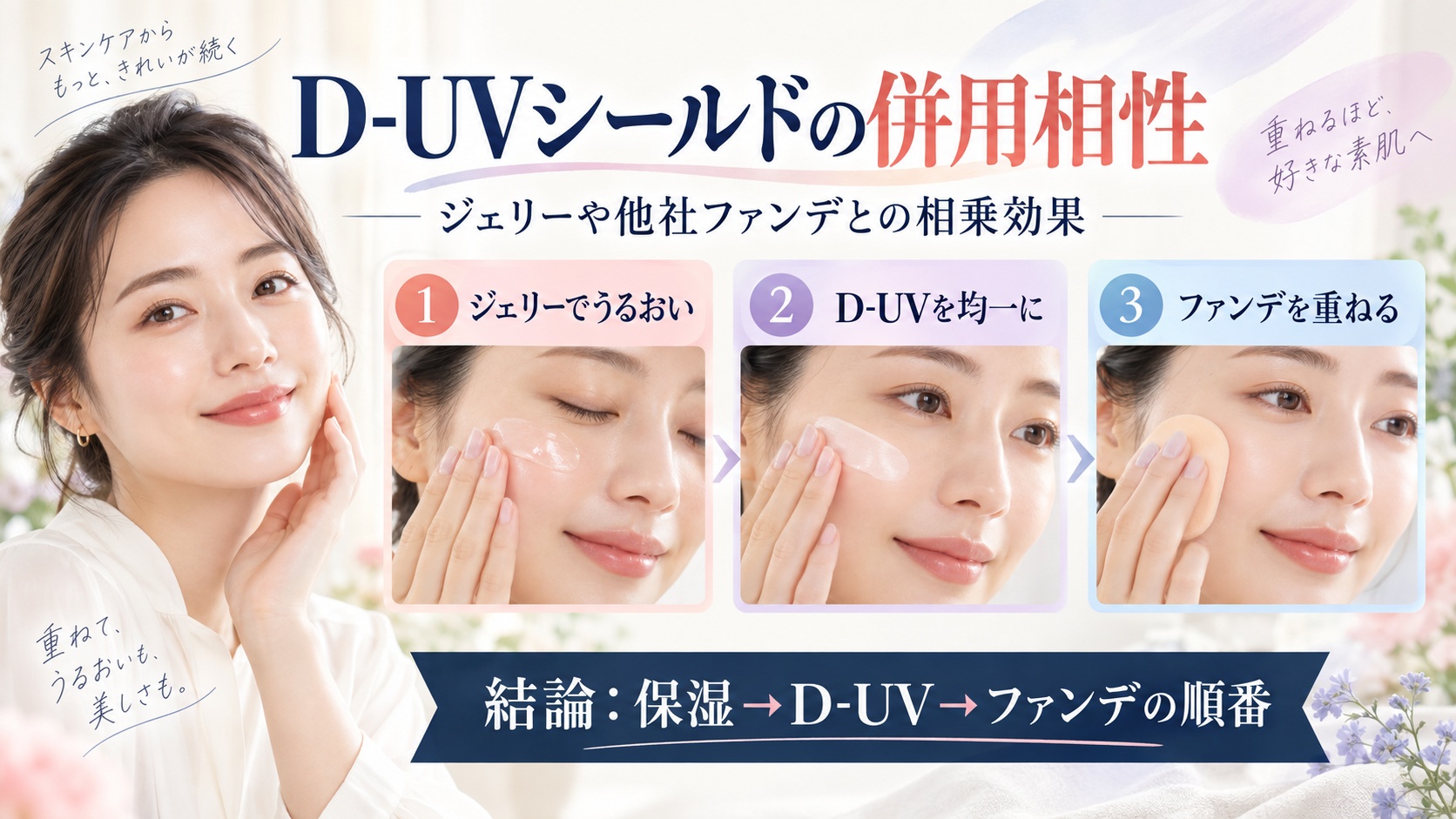 ASTALIFT D-UVシールドとジェリーや他社ファンデの併用相性を解説するBeauty Board