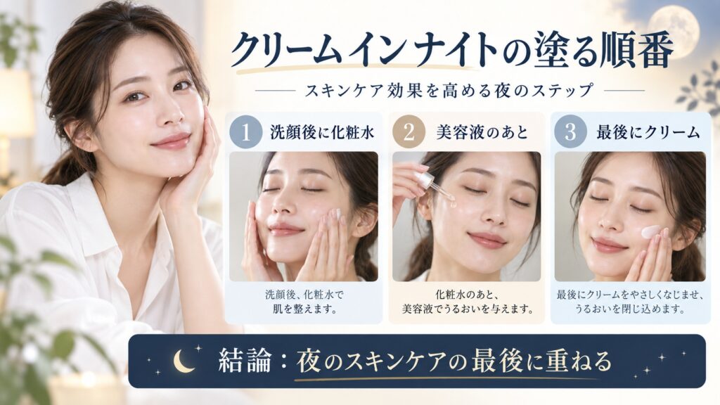 カネボウ クリーム イン ナイトの塗る順番と夜のスキンケアステップを解説するBeauty Board