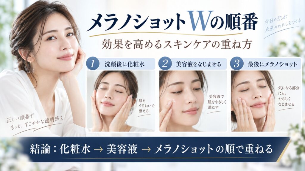 ONE BY KOSE メラノショット Wの順番と効果を高めるスキンケアの重ね方を解説するBeauty Board