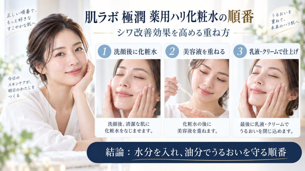 肌ラボ 極潤 薬用ハリ化粧水の順番とシワ改善効果を高める重ね方を解説するBeauty Board