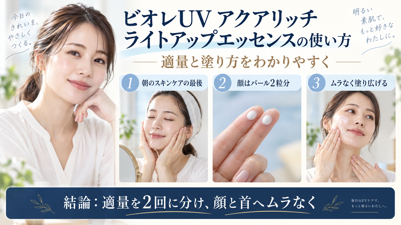 ビオレUV アクアリッチ ライトアップエッセンスの使い方と適量・塗り方を解説するBeauty Board