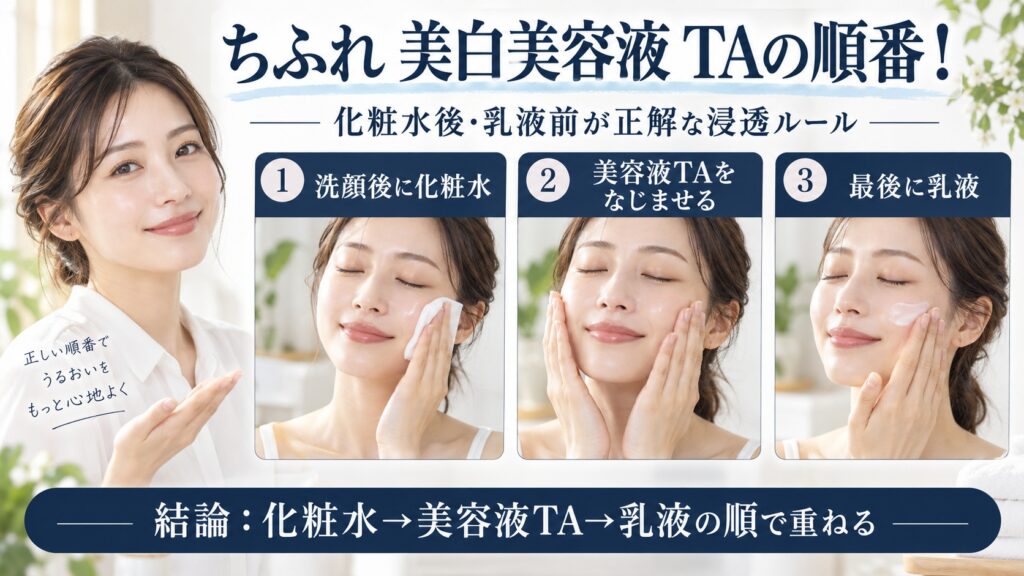 ちふれ美白美容液TAを化粧水後・乳液前に使う順番を解説するBeauty Board
