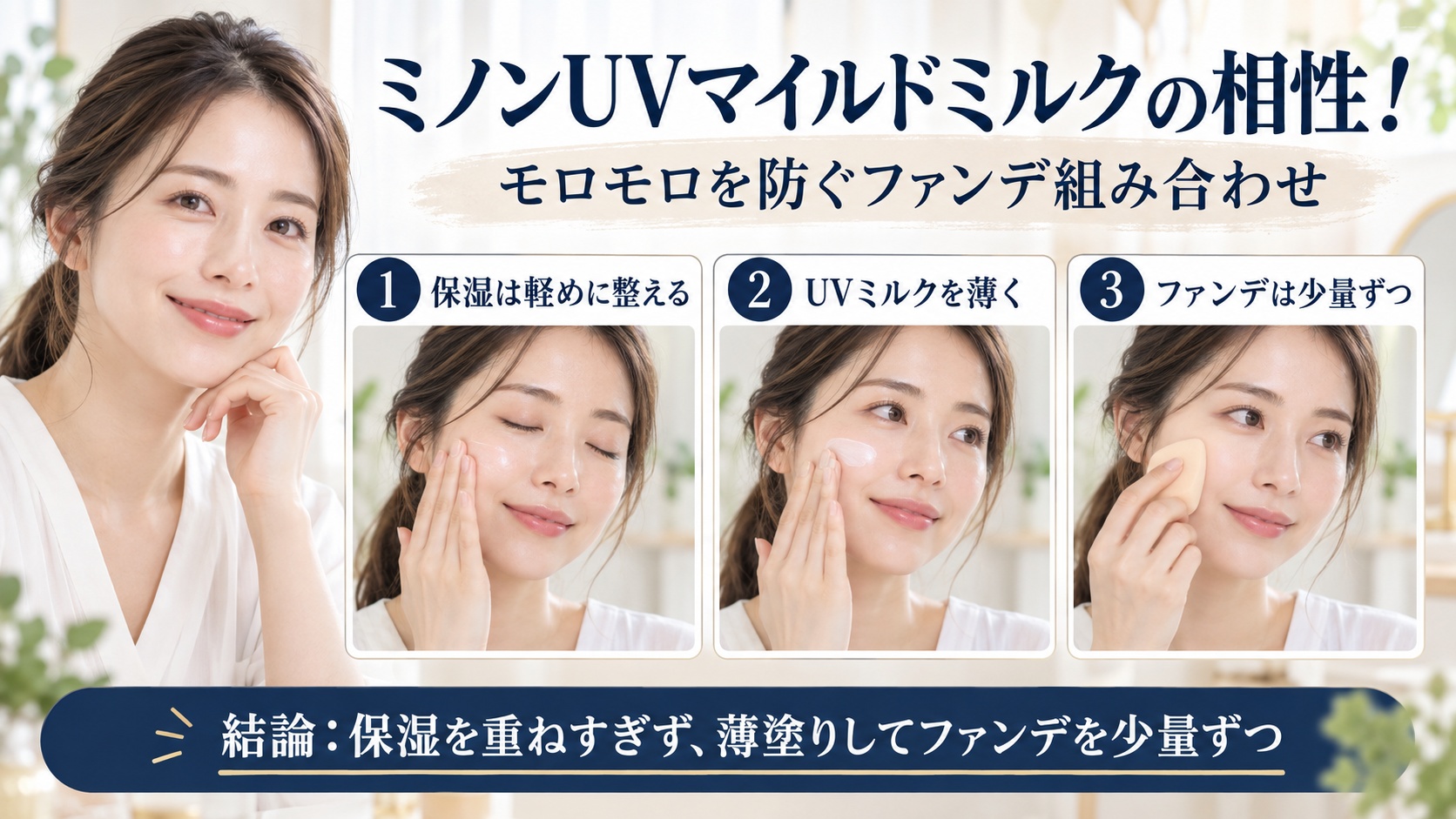 ミノンUVマイルドミルクとファンデの組み合わせでモロモロを防ぐ方法を解説するBeauty Board