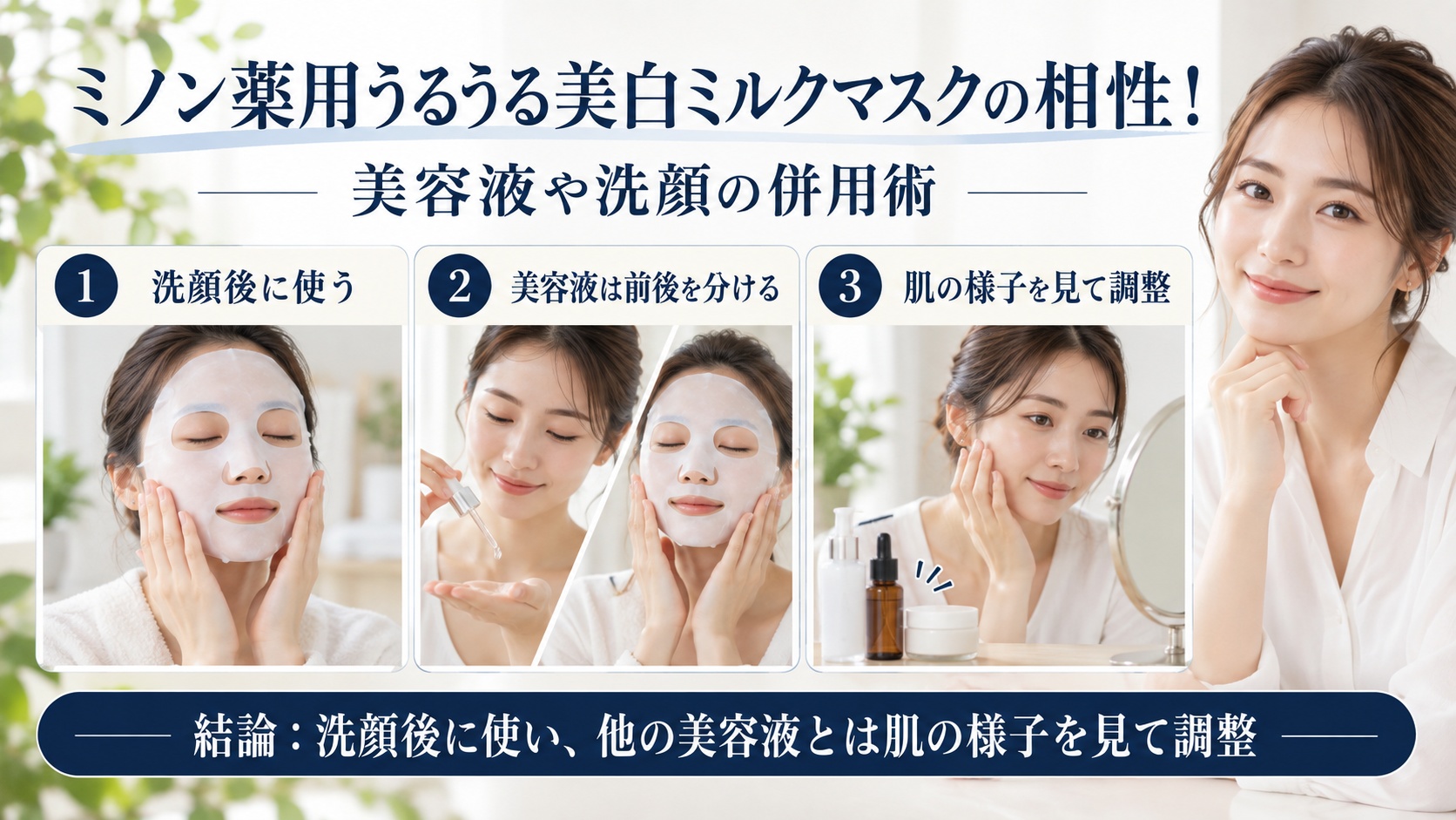 ミノン薬用うるうる美白ミルクマスクと美容液・洗顔の併用術を解説するBeauty Board