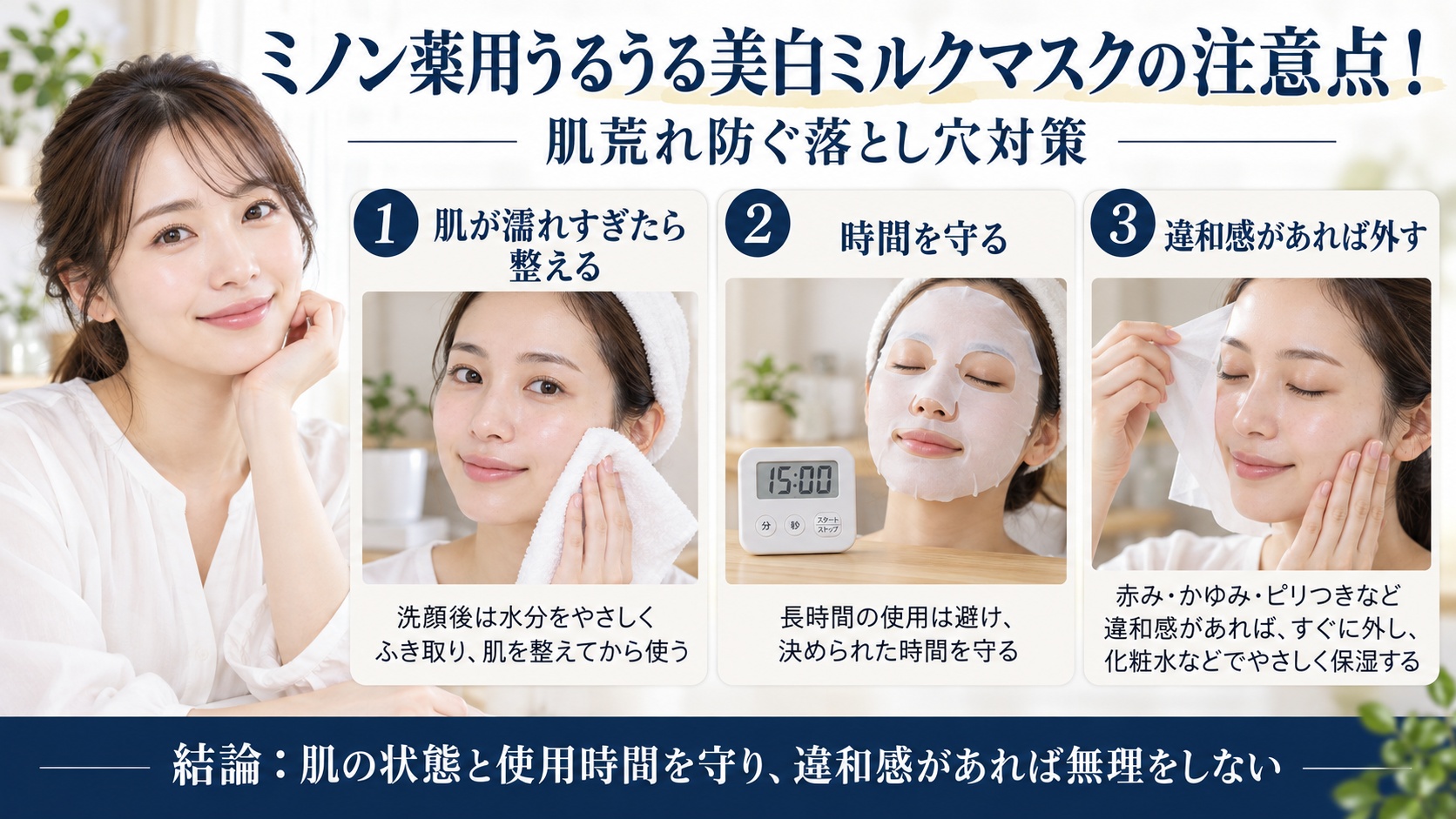 ミノン薬用うるうる美白ミルクマスクの注意点と肌荒れ対策を解説するBeauty Board