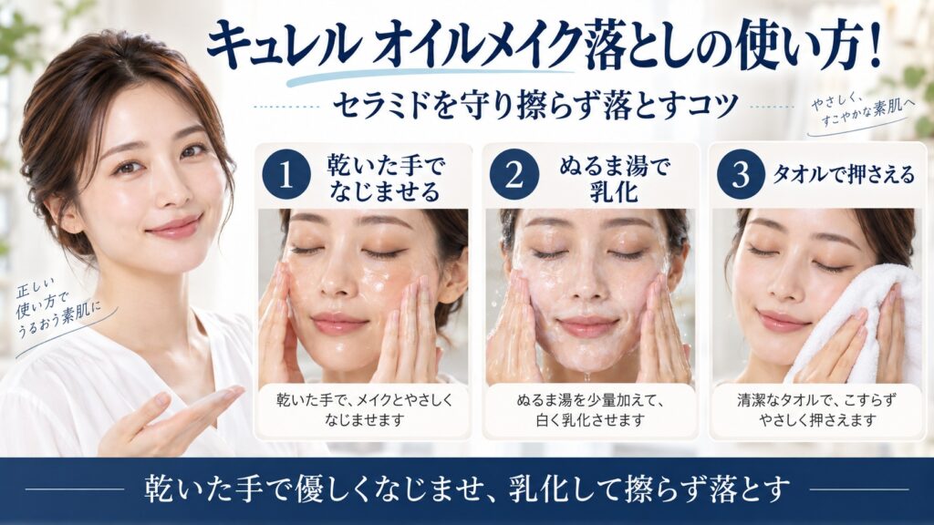 キュレル オイルメイク落としの使い方とセラミドを守り擦らず落とすコツを解説するBeauty Board