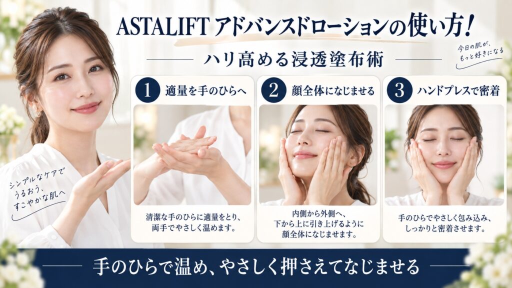 ASTALIFT アドバンスドローションの使い方とハリを高める浸透塗布術を解説するBeauty Board