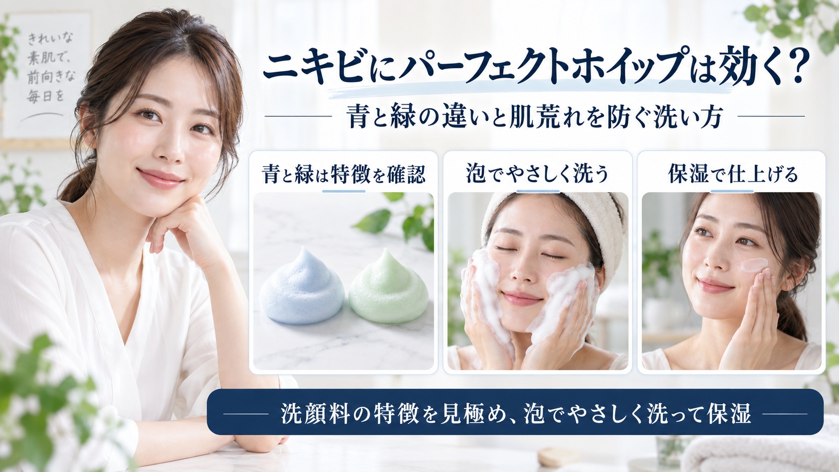 ニキビ肌向けパーフェクトホイップの青と緑の違いと洗い方を解説するBeauty Board