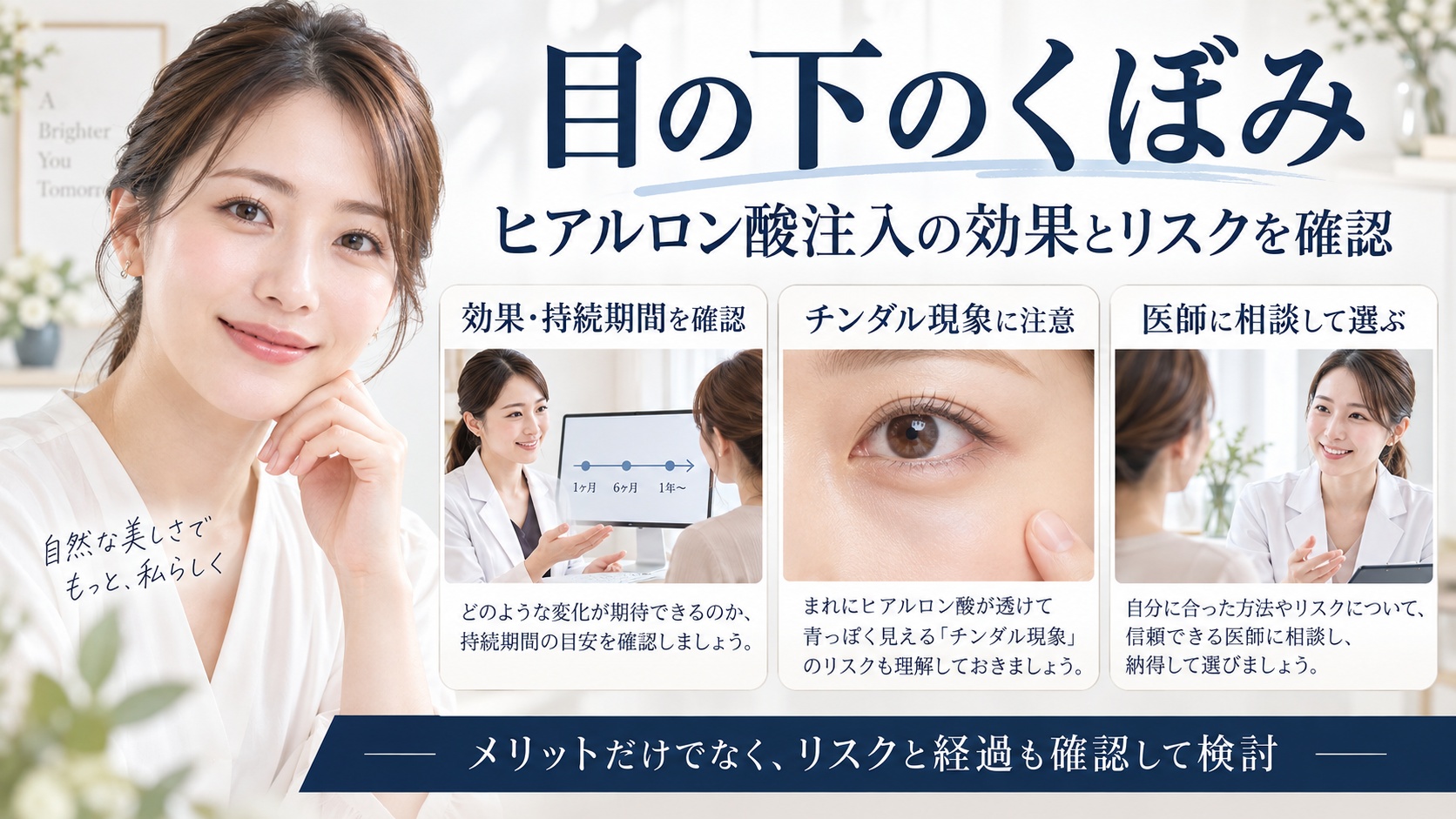 目の下のくぼみへのヒアルロン酸注入の効果・持続期間・リスクを解説するBeauty Board