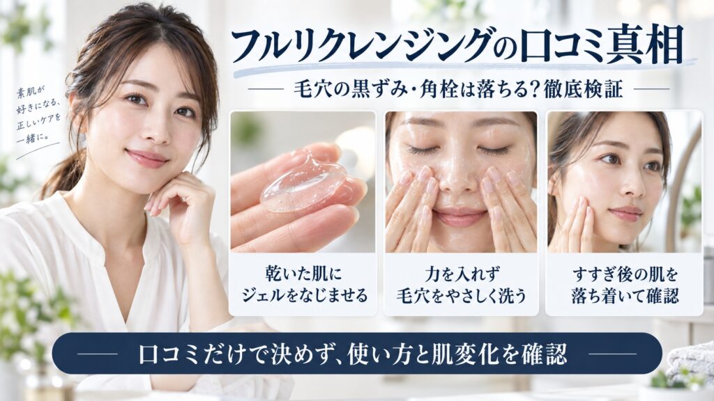 フルリクレンジングで毛穴の黒ずみや角栓は落ちるか、正しい使い方と口コミを検証するBeauty Board