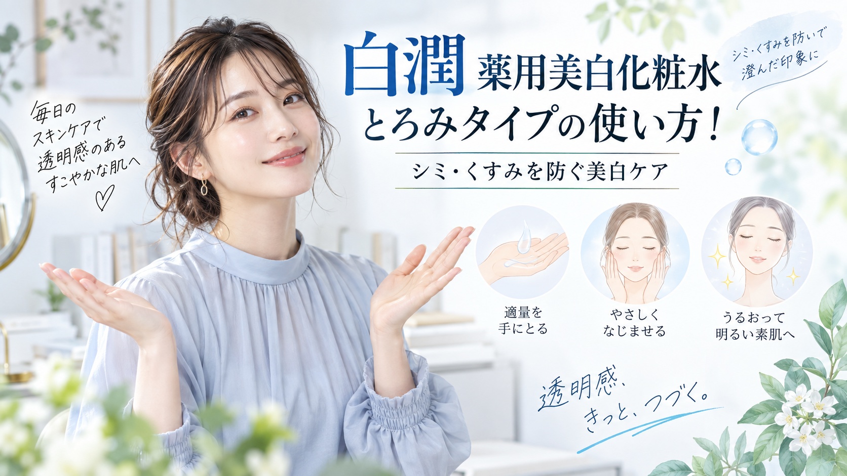 白潤 薬用美白化粧水とろみタイプの使い方!シミ・くすみを防ぐ美白ケア Beauty Board