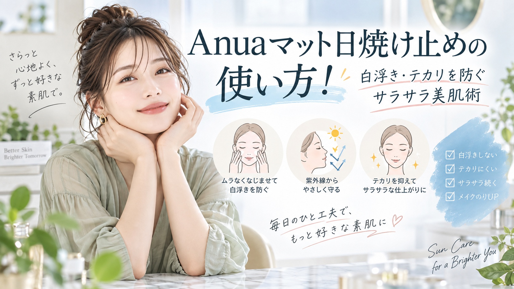 Anuaマット日焼け止めの使い方!白浮き・テカリを防ぐサラサラ美肌術 Beauty Board