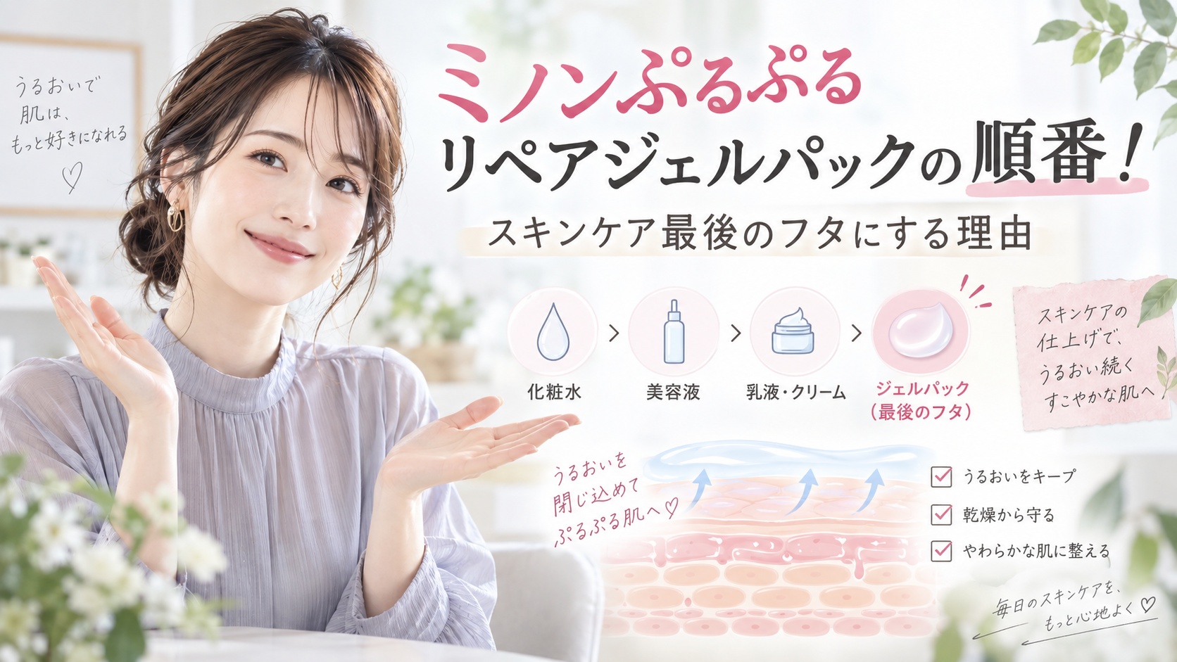 ミノンぷるぷるリペアジェルパックの順番!スキンケア最後のフタにする理由 Beauty Board