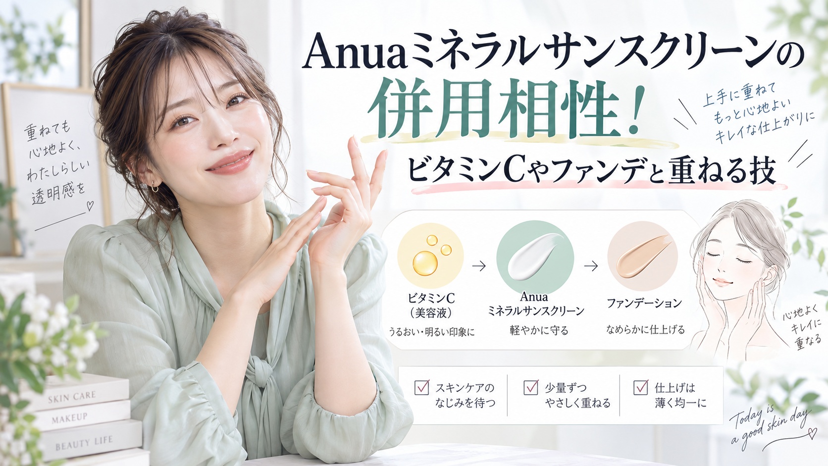Anuaミネラルサンスクリーンの併用相性！ビタミンCやファンデと重ねる技 Beauty Board