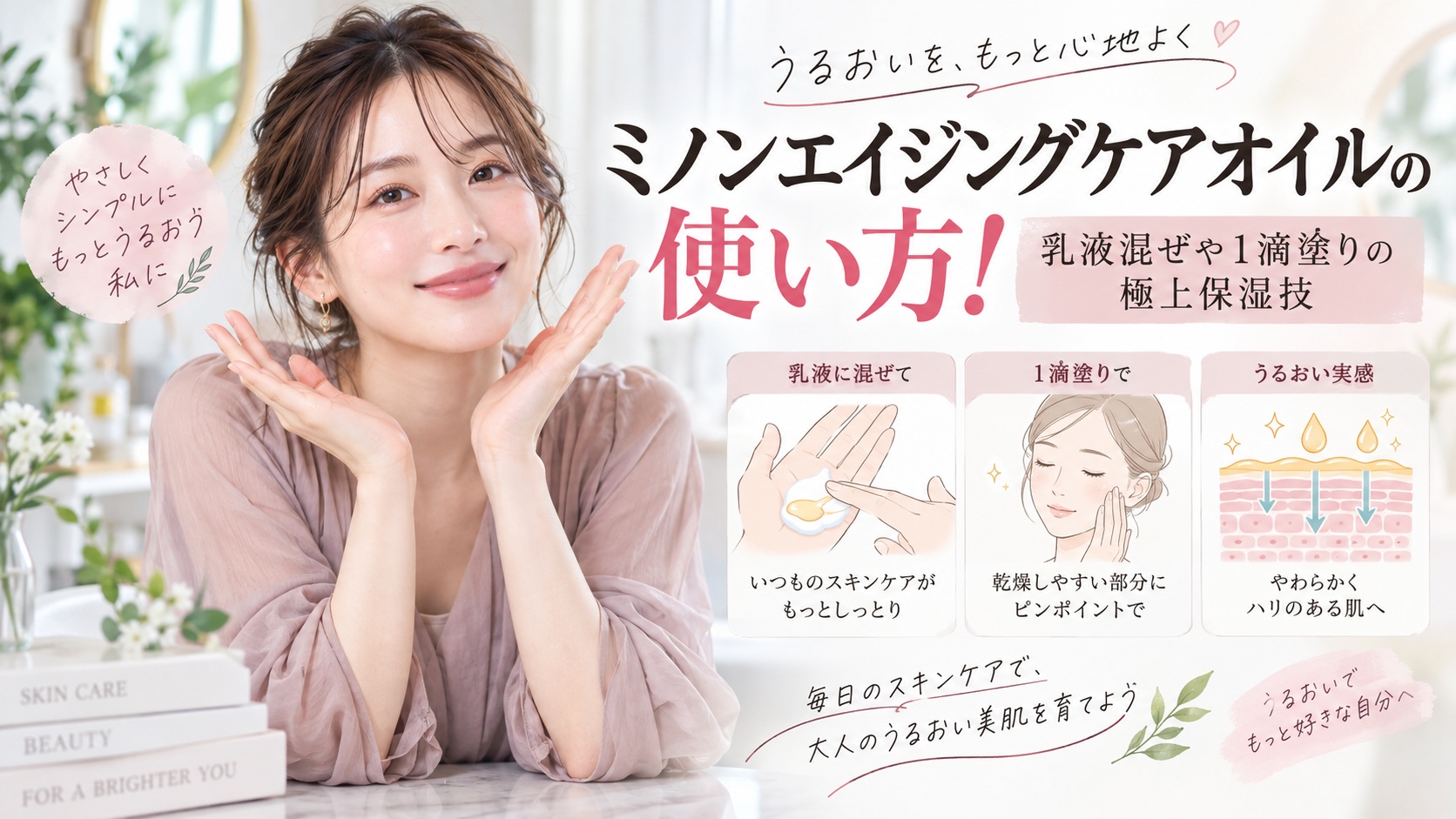 ミノンエイジングケアオイルの使い方!乳液混ぜや1滴塗りの極上保湿技 Beauty Board