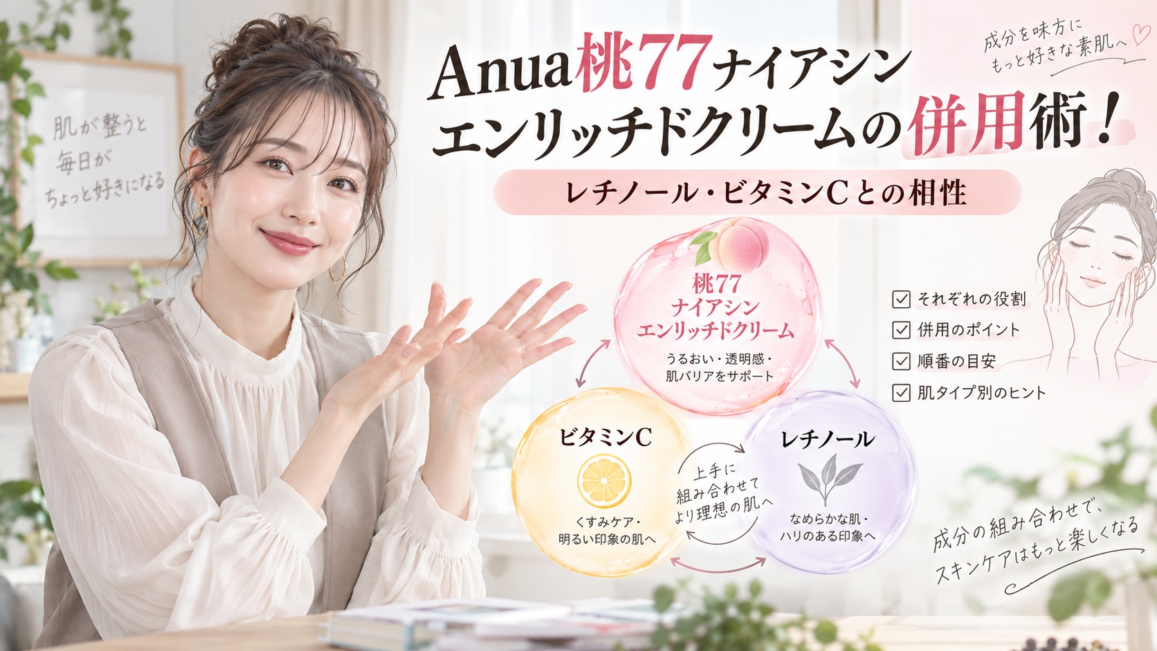 Anua桃77ナイアシンエンリッチドクリームの併用術！レチノール・ビタミンCとの相性 Beauty Board