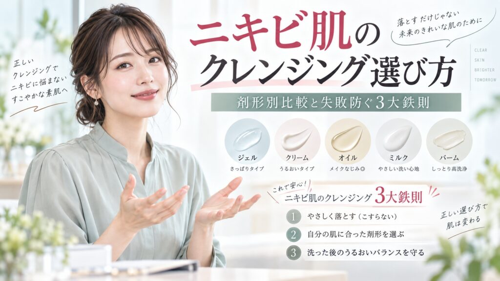 ニキビ肌のクレンジング選び方｜剤形別比較と失敗防ぐ3大鉄則 Beauty Board