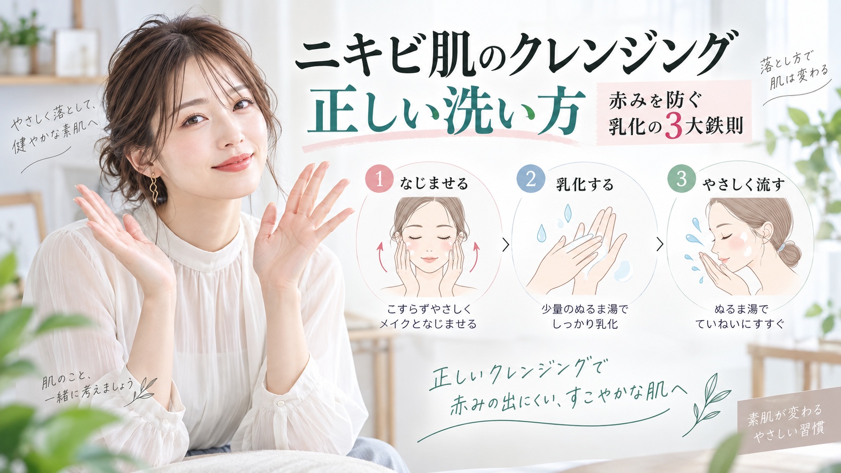 ニキビ肌のクレンジング正しい洗い方｜赤みを防ぐ乳化の3大鉄則 Beauty Board