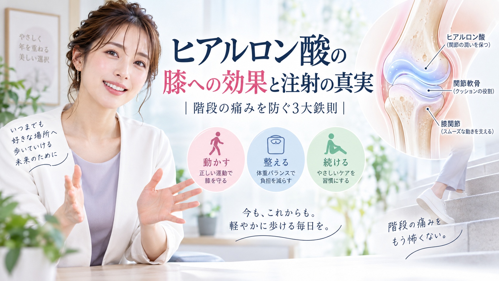 ヒアルロン酸の膝への効果と注射の真実|階段の痛みを防ぐ3大鉄則 Beauty Board
