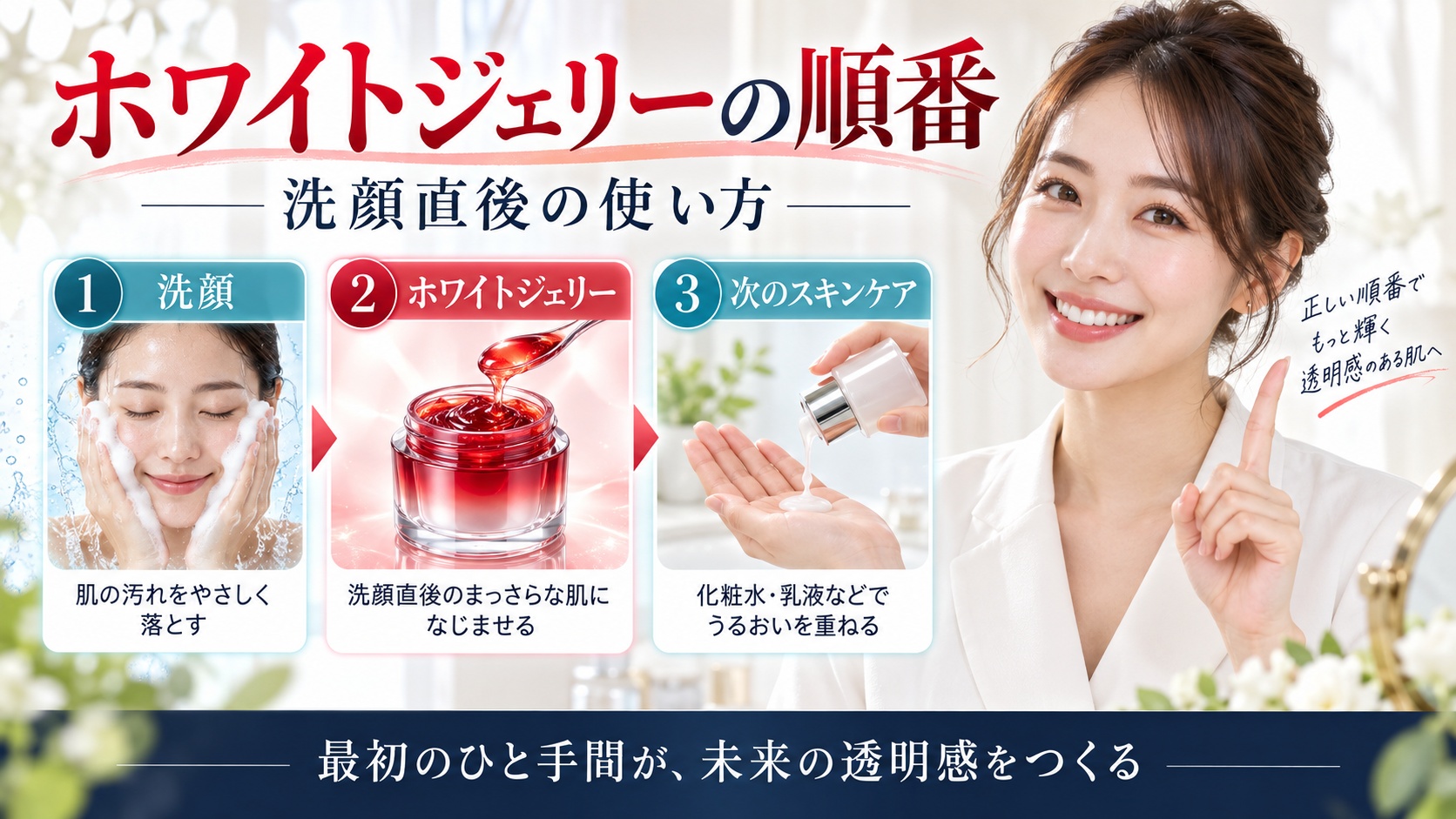 アスタリフト ホワイトジェリーの順番は？洗顔直後の使い方