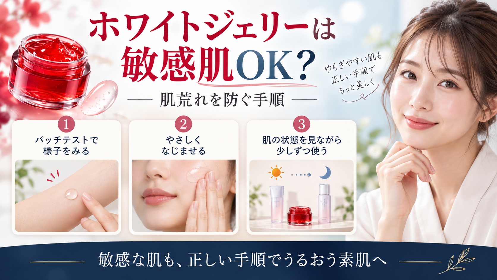 アスタリフト ホワイトジェリーは敏感肌OK？肌荒れ防ぐ手順