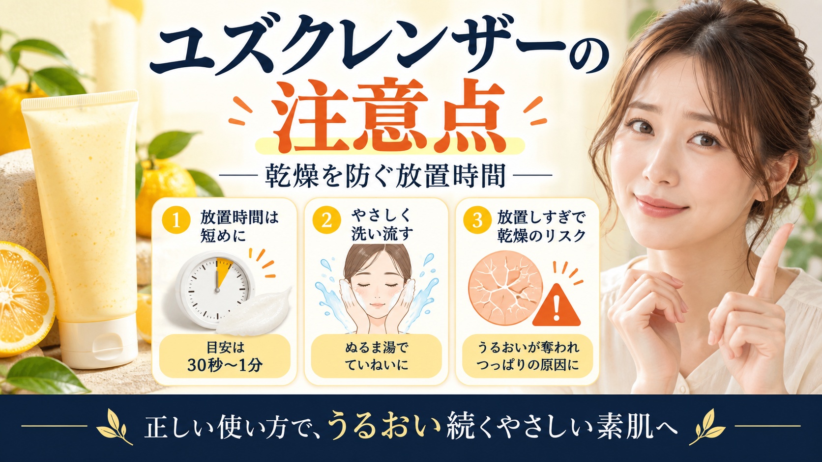 AXIS-Yユズクレンザーの注意点!乾燥防ぐ放置時間と落とし穴
