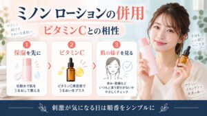 ミノン エイジングケアローションの併用！ビタミンCとの相性