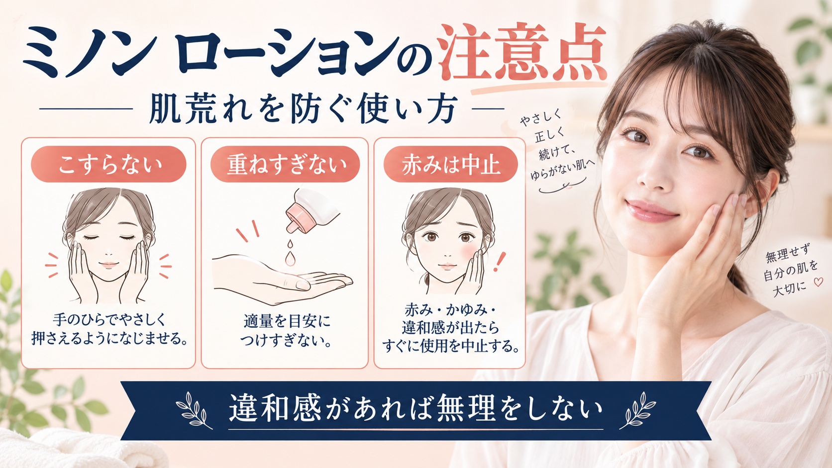 ミノン エイジングケアローションの注意点!肌荒れ防ぐ使い方