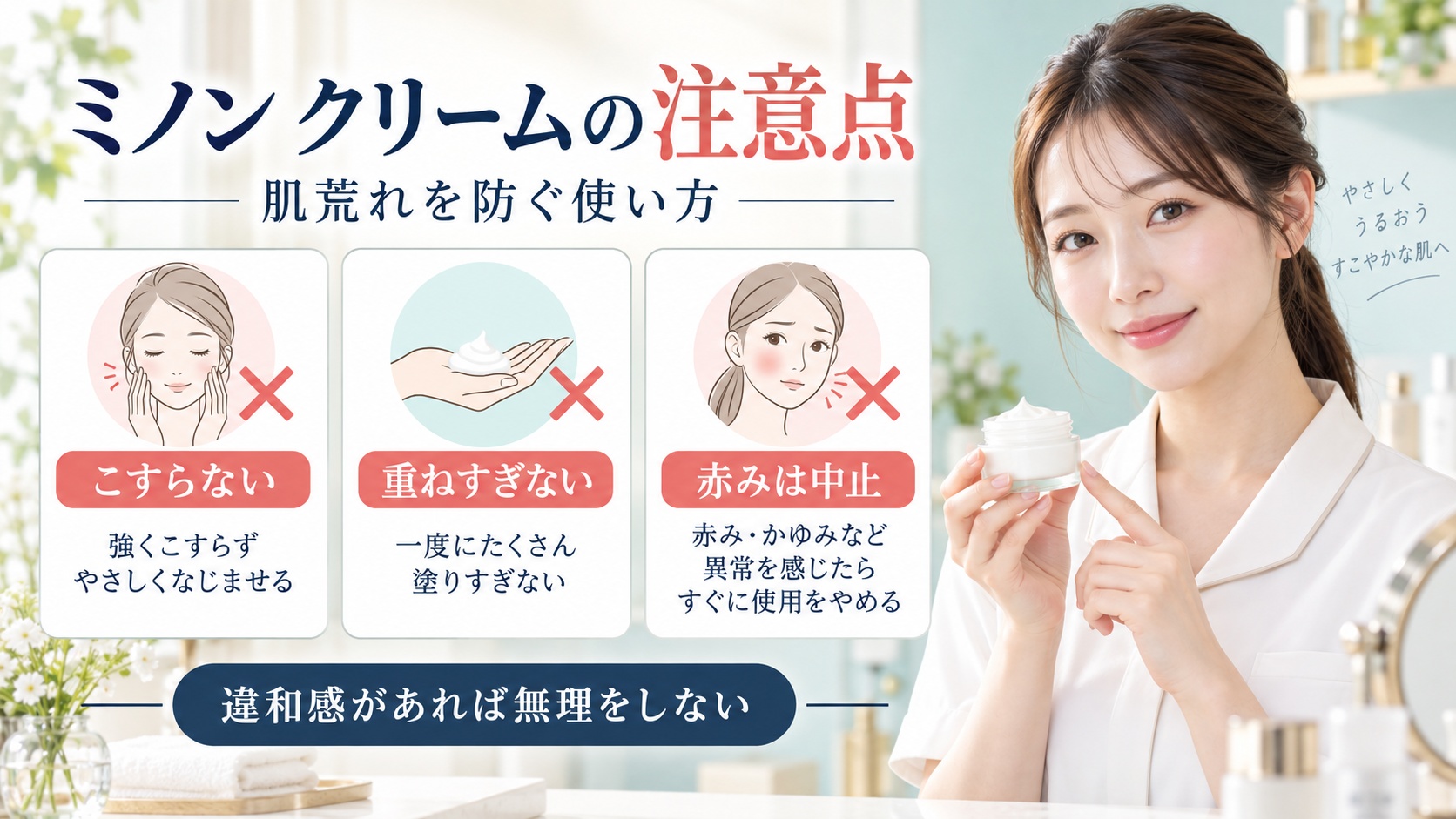 ミノン モイストチャージクリームの注意点!肌荒れ防ぐ使い方