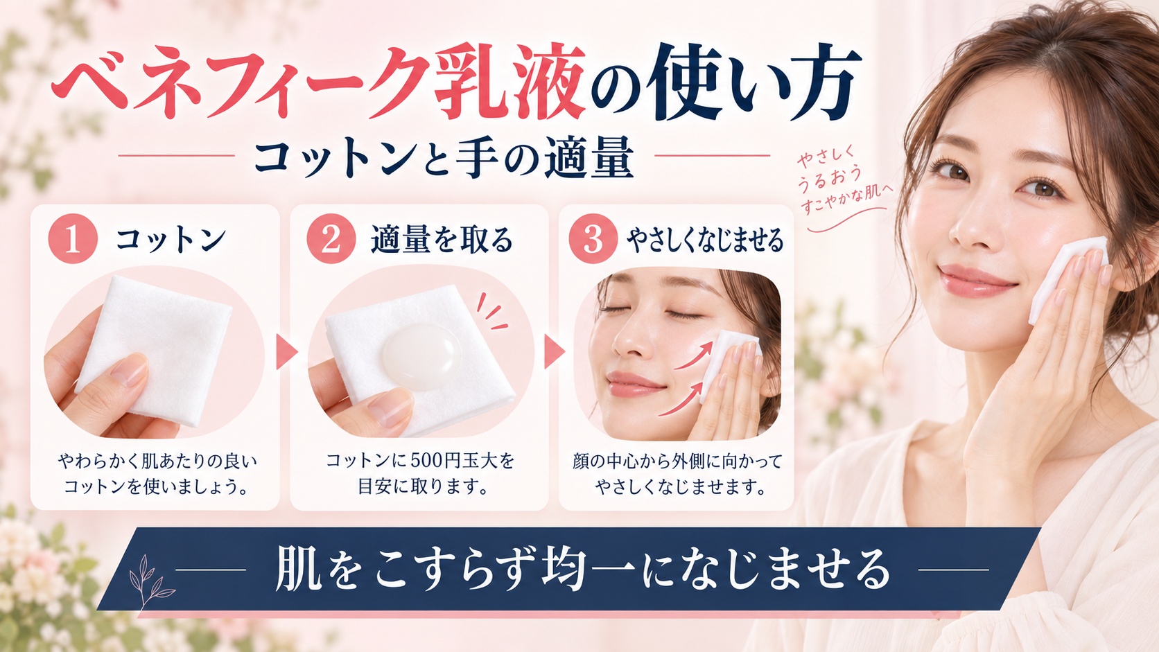 ベネフィークエマルジョンIIの使い方！コットンと手の適量解説