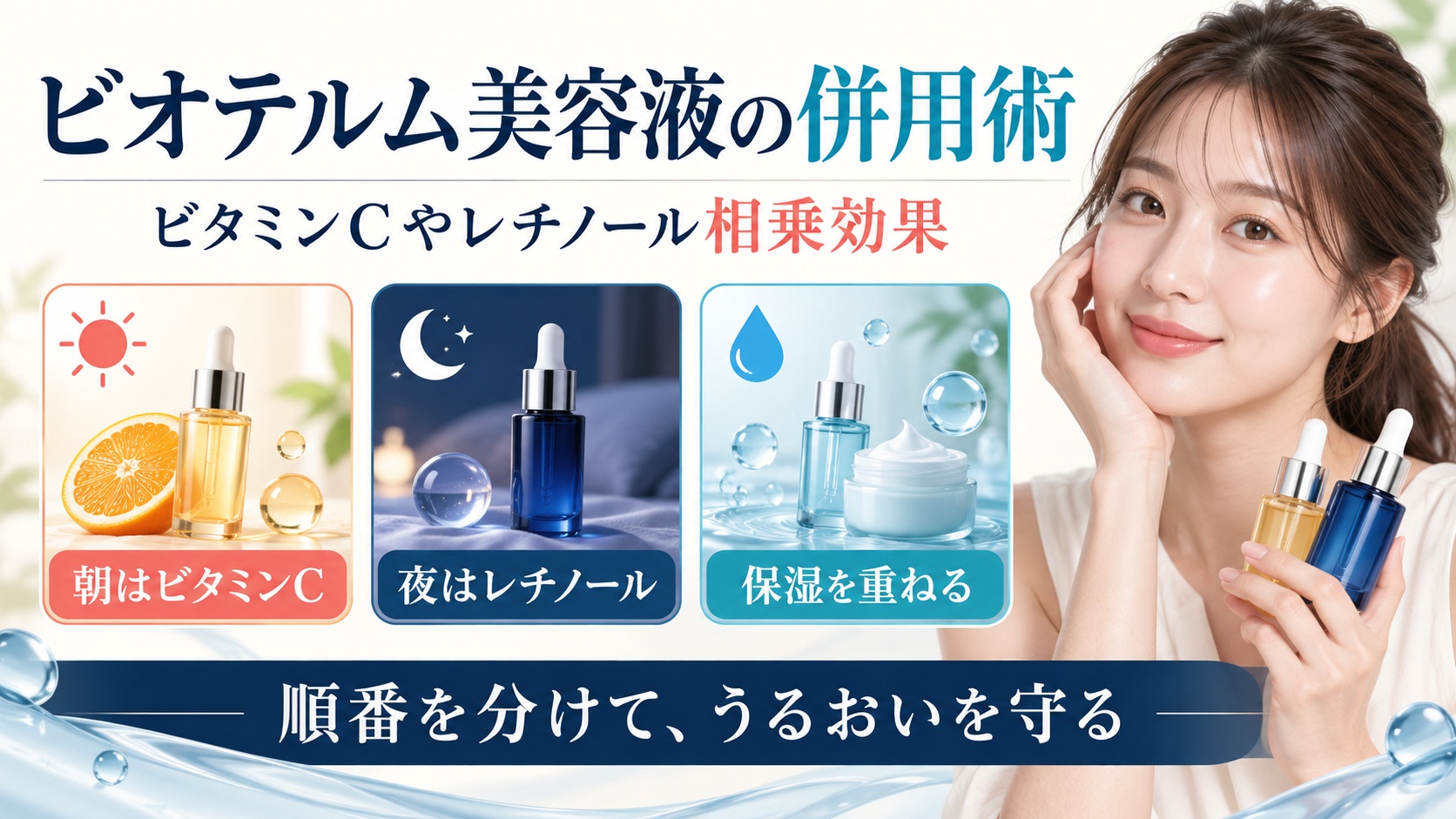 ビオテルム美容液の併用術！ビタミンCやレチノール相乗効果