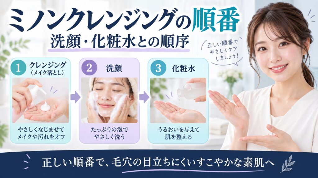 ミノンクレンジングの順番！洗顔や化粧水と繋ぐ毛穴スキンケア順序