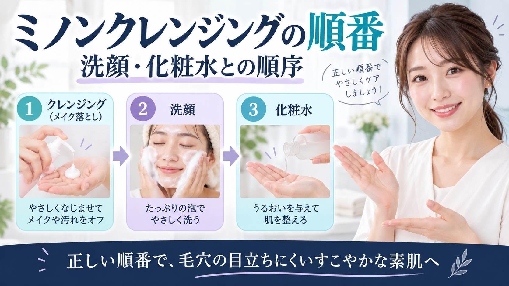 ミノンクレンジングの順番！洗顔や化粧水と繋ぐ毛穴スキンケア順序