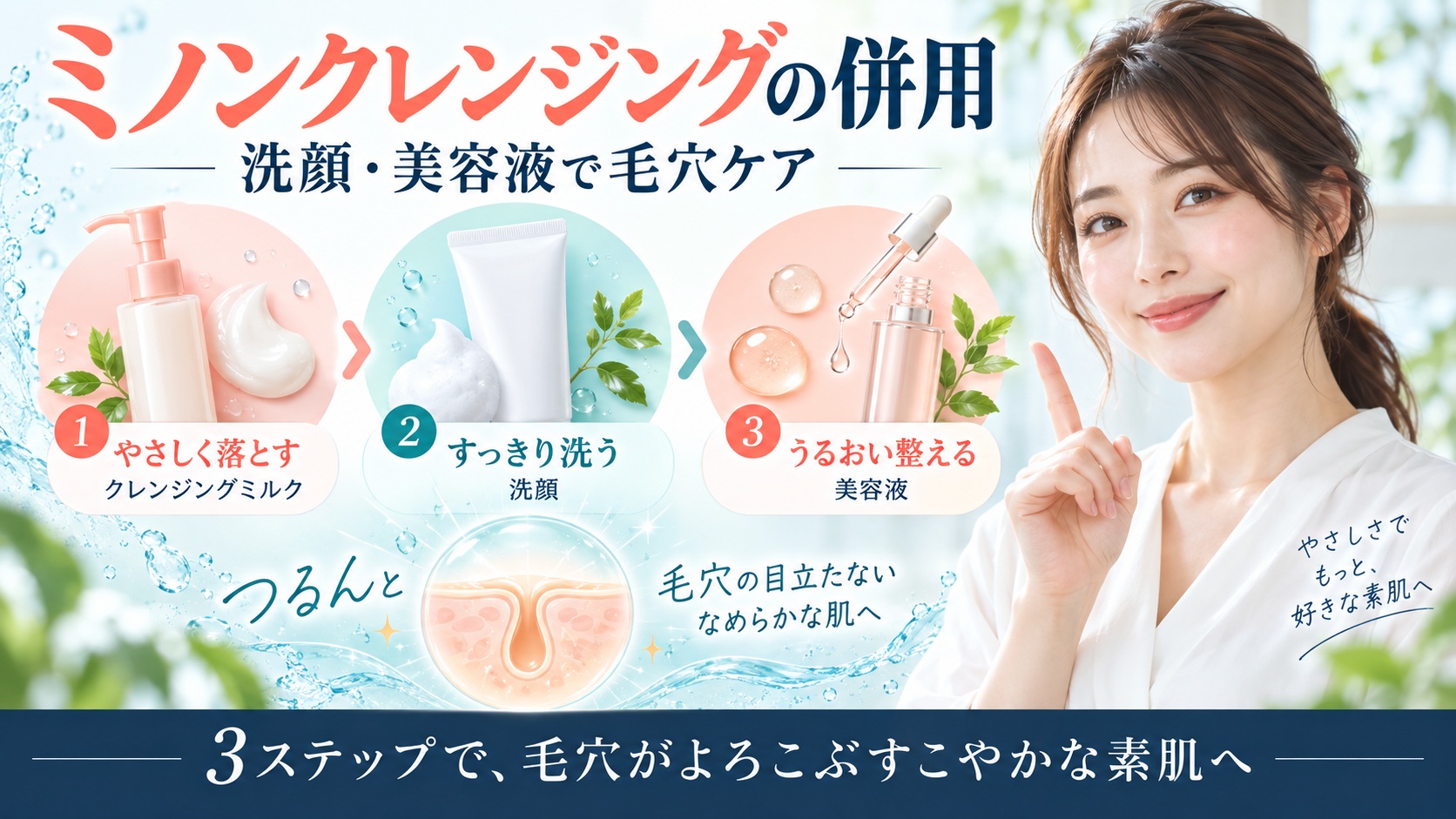 ミノンクレンジングの併用!洗顔・美容液と引き立て合う毛穴ケア