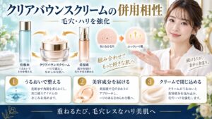 ベネフィーククリアバウンスクリームの併用相性！毛穴ハリ強化