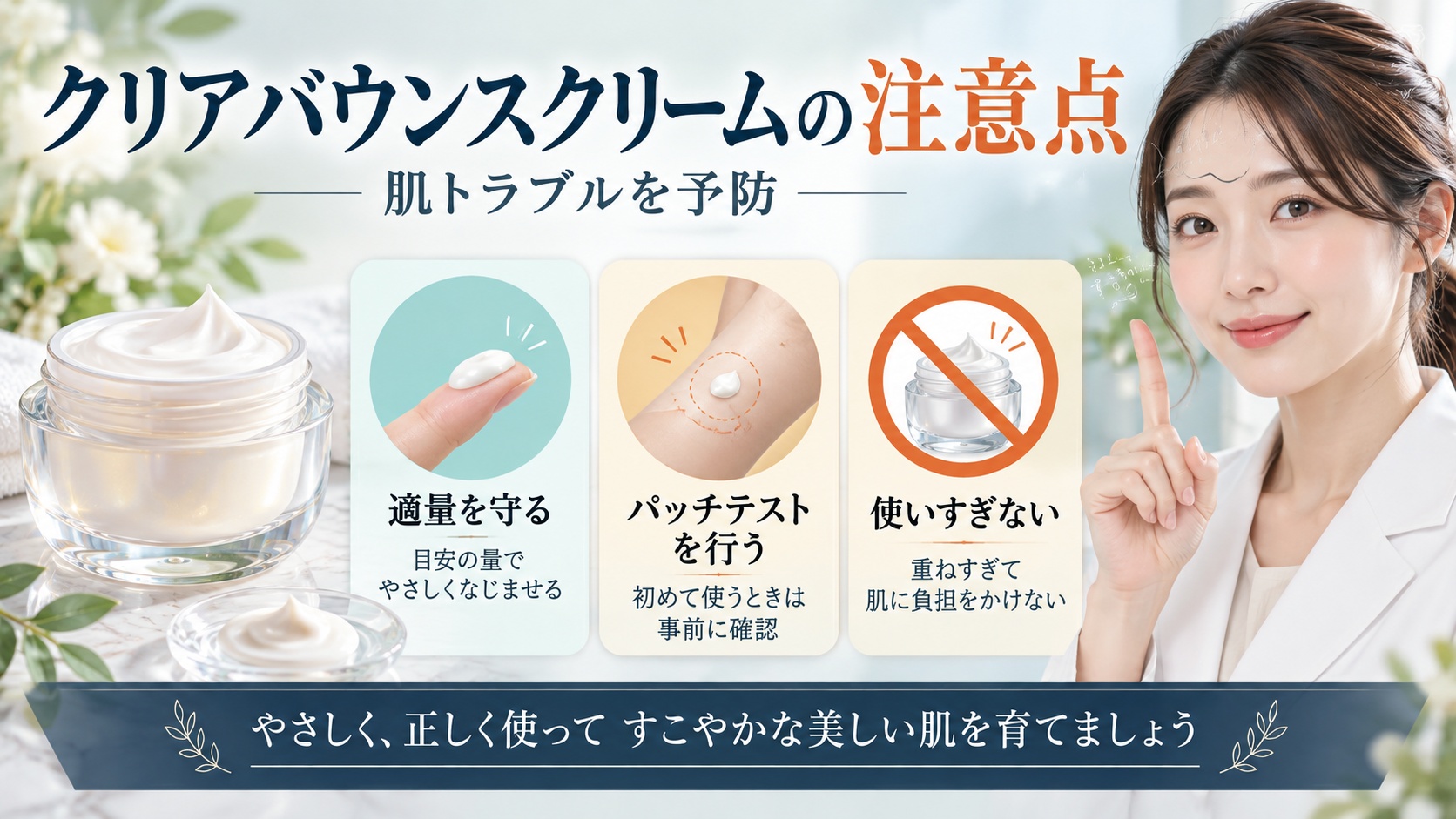 ベネフィーククリアバウンスクリームの注意点!肌トラブル予防