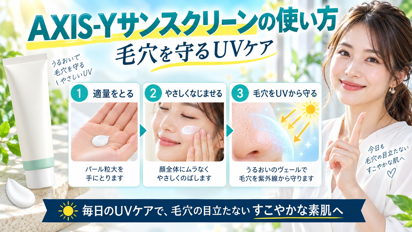 AXIS-Yバイオームサンスクリーンの使い方!毛穴守るUV