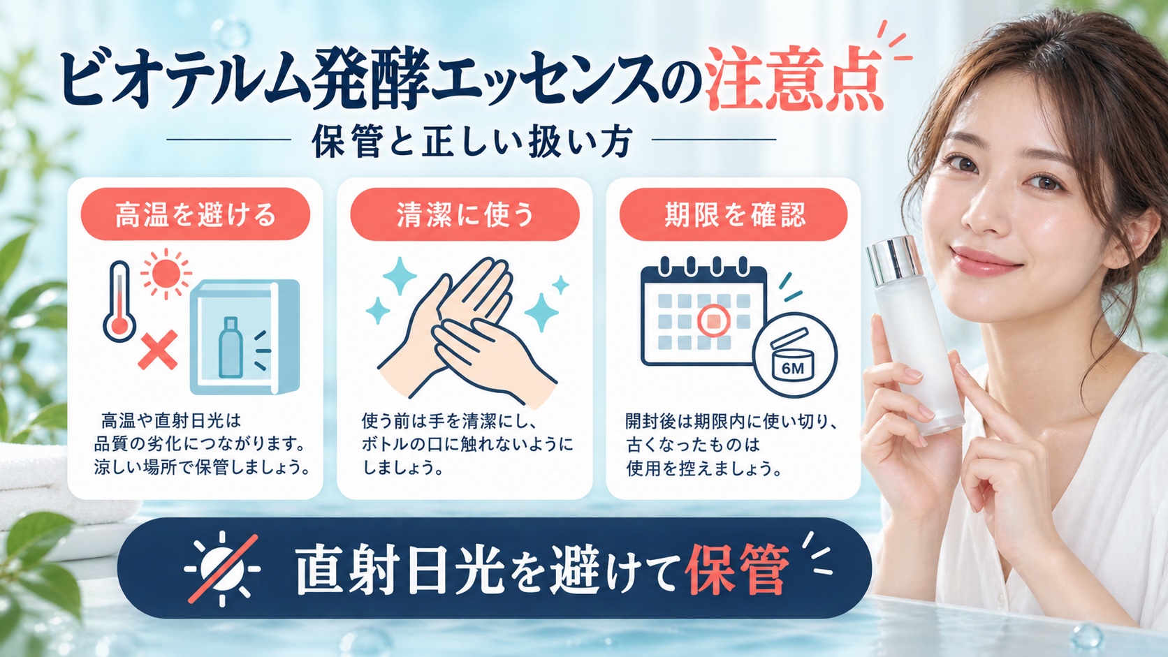 ビオテルム発酵エッセンスの注意点!肌荒れを防ぐ正しい保管と扱い方