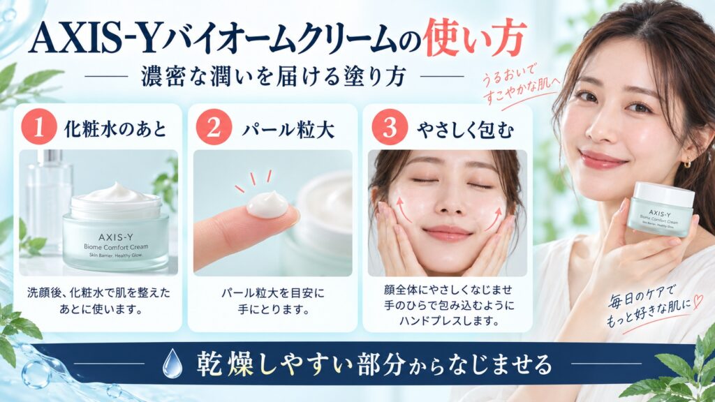 AXIS-Yバイオームクリームの使い方！濃密な潤いを届ける塗り方