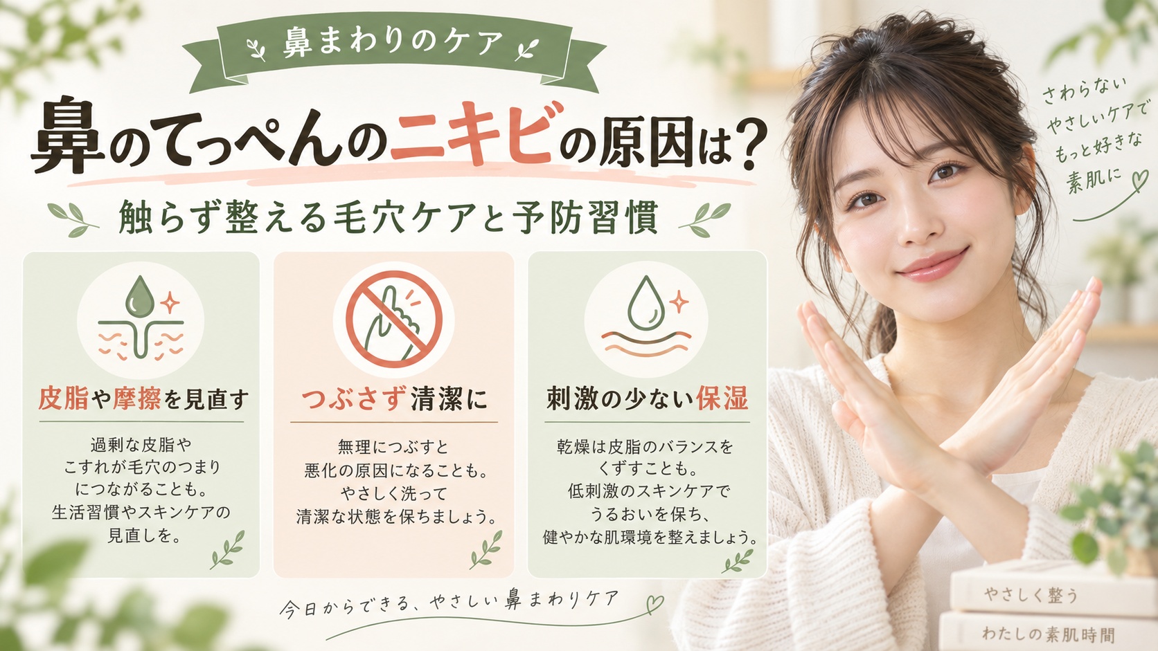 鼻のてっぺんのニキビができる原因は?触らず整える毛穴ケアと予防習慣